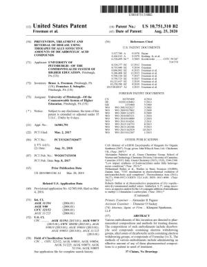 ( 12 ) United States Patent ( 10 ) Patent No .: US 10,751,310 B2 Freeman Et Al