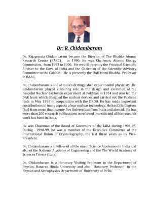 Dr. R. Chidambaram