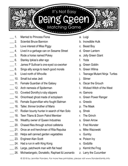 Printables, Please Visit It’S Not Easy Being Green Answer Key