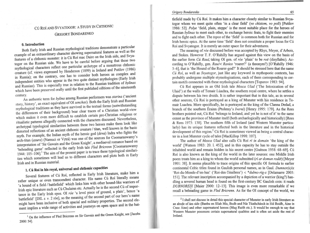 Cll Roi and SVYATOGOR: a STUDY in CHTHONIC 1986: 52]