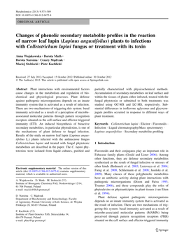 Changes of Phenolic Secondary Metabolite Profiles in the Reaction Of