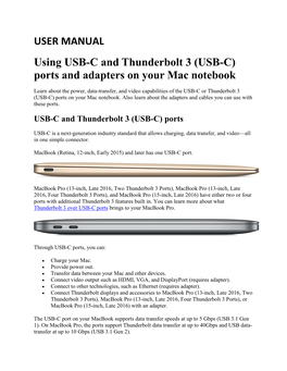 (USB-C) Ports and Adapters on Your Mac Notebook