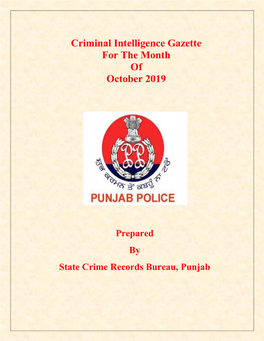 Criminal Intelligence Gazette for the Month of October 2019