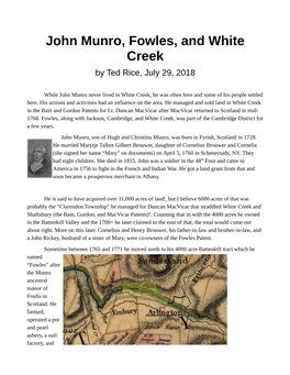 John Munro, Fowles, and White Creek by Ted Rice, July 29, 2018
