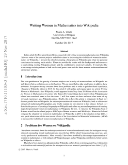 Writing Women in Mathematics Into Wikipedia