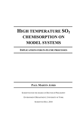 High Temperature So2 Chemisorption on Model Systems