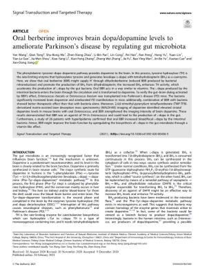 Oral Berberine Improves Brain Dopa/Dopamine Levels to Ameliorate Parkinson’S Disease by Regulating Gut Microbiota