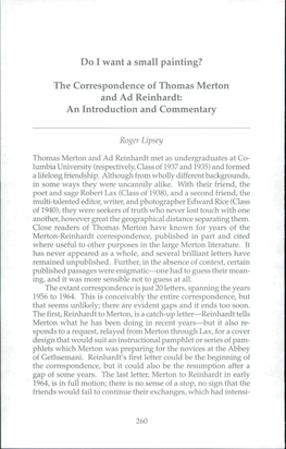 The Correspondence of Thomas Merton and Ad Reinhardt: an Introduction and Commentary