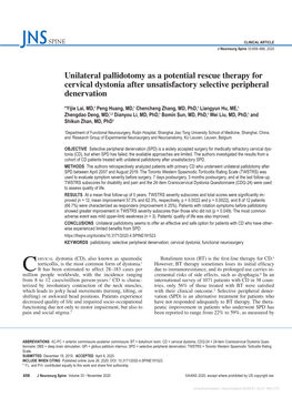 Unilateral Pallidotomy As a Potential Rescue Therapy for Cervical Dystonia After Unsatisfactory Selective Peripheral Denervation