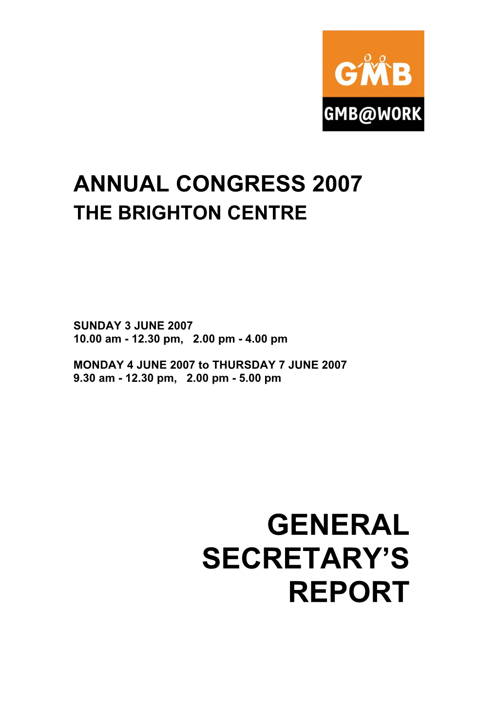 General Secretary's Report