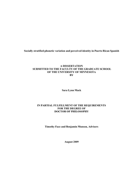 Socially Stratified Phonetic Variation and Perceived Identity in Puerto Rican Spanish