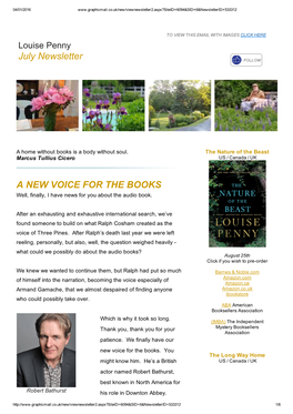 July Newsletter a NEW VOICE for the BOOKS