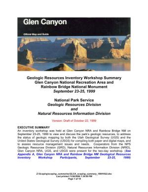 Glen Canyon National Recreation Area and Rainbow Bridge National Monument September 23-25, 1999