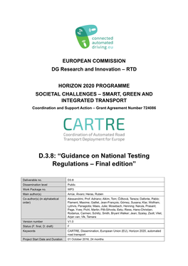D.3.8: “Guidance on National Testing Regulations – Final Edition”