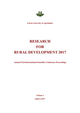 Research for Rural Development 2017. Vol. 1