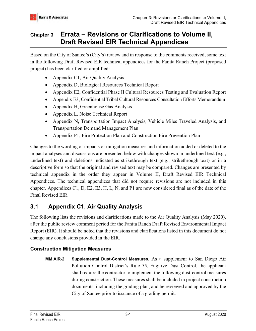 Draft Revised EIR Technical Appendices