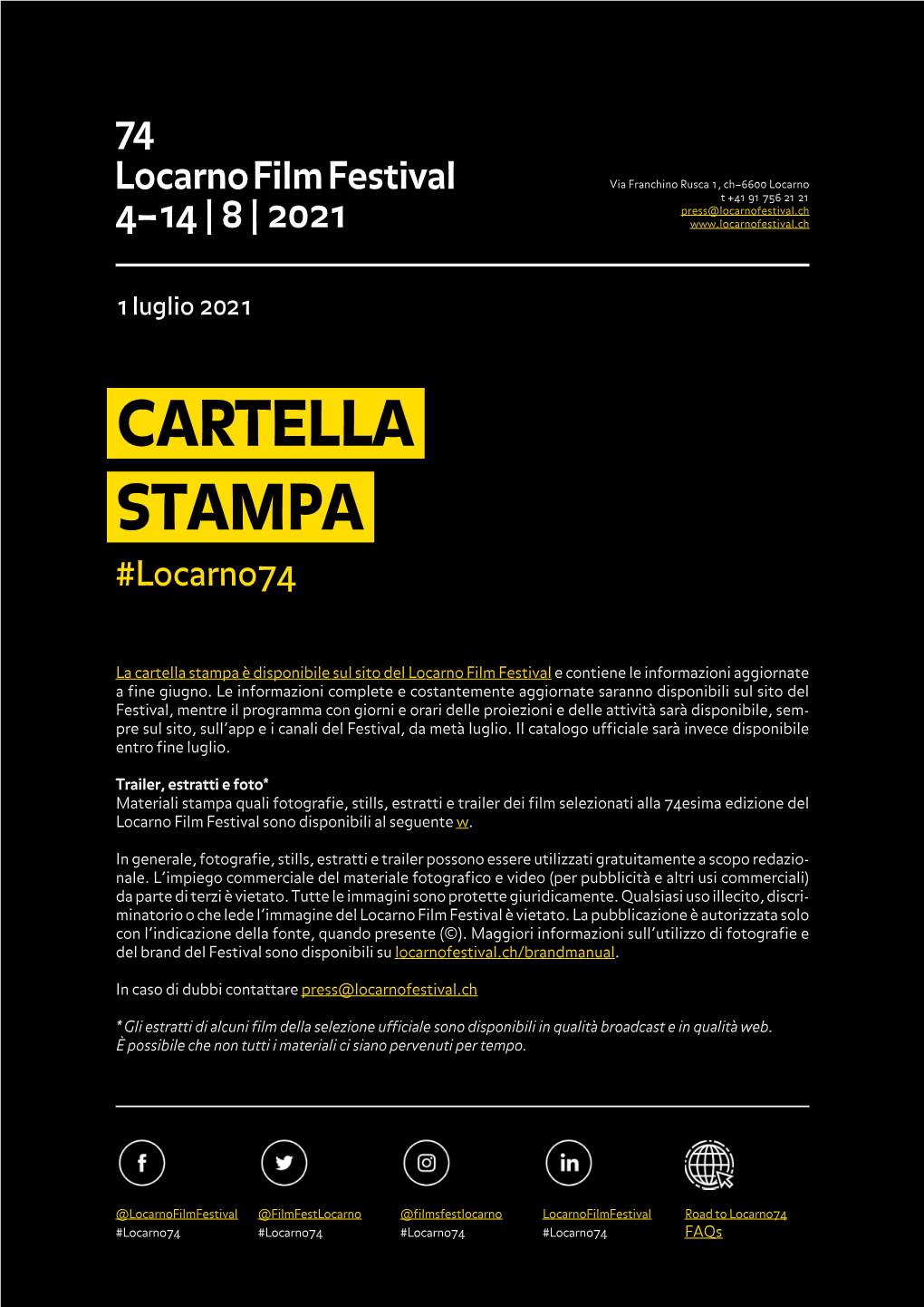 CARTELLA STAMPA #Locarno74