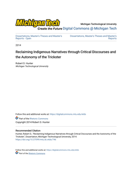 Reclaiming Indigenous Narratives Through Critical Discourses and the Autonomy of the Trickster