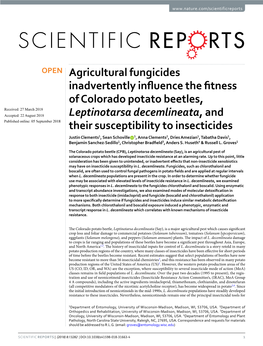 Agricultural Fungicides Inadvertently Influence the Fitness of Colorado