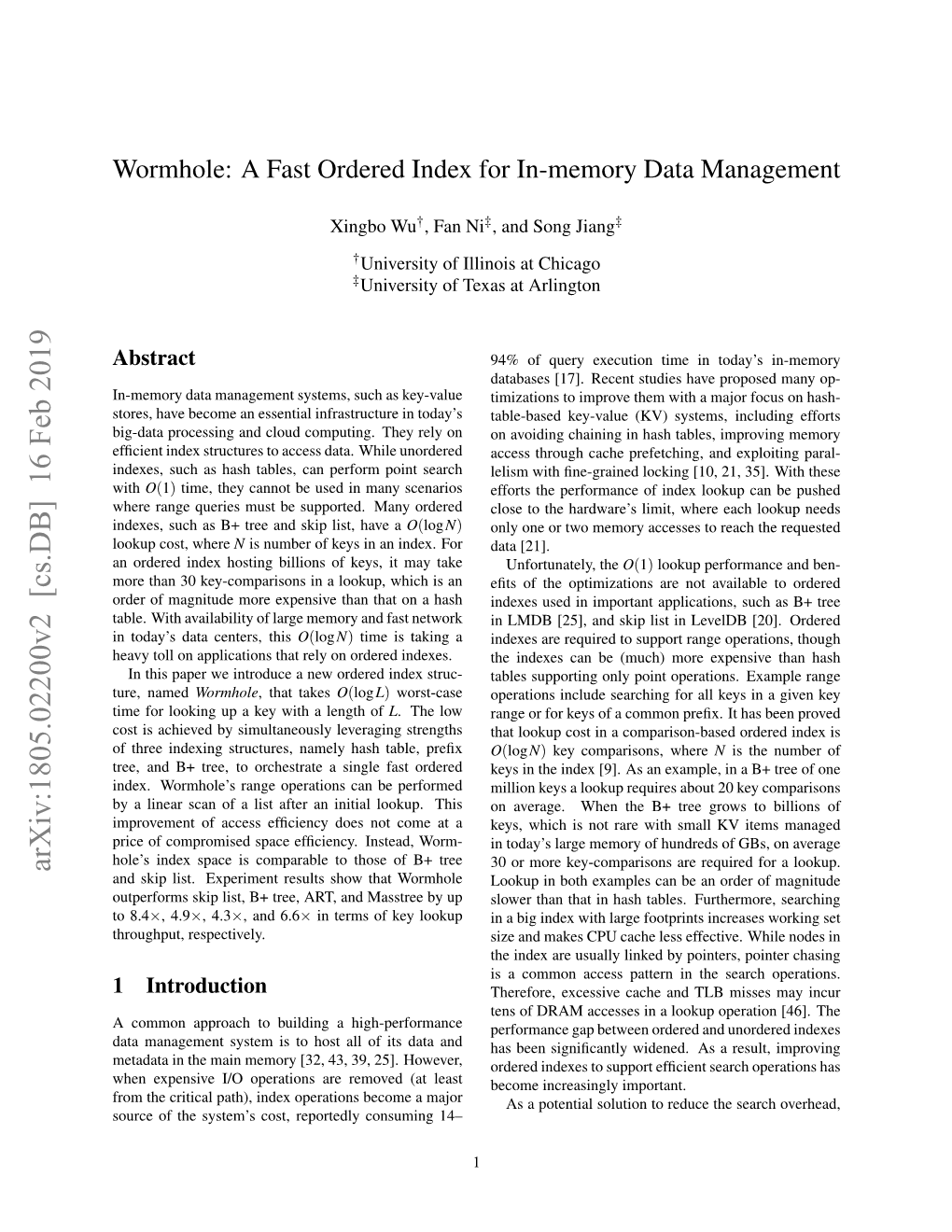 Wormhole: a Fast Ordered Index for In-Memory Data Management