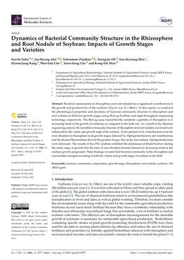 Dynamics of Bacterial Community Structure in the Rhizosphere and Root Nodule of Soybean: Impacts of Growth Stages and Varieties