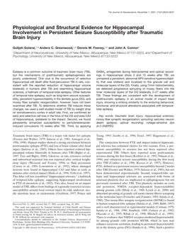 Physiological and Structural Evidence for Hippocampal Involvement in Persistent Seizure Susceptibility After Traumatic Brain Injury