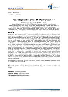 Pest Categorisation of Non‐EU Choristoneura Spp