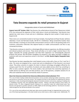 Tata Docomo Expands Its Retail Presence in Gujarat