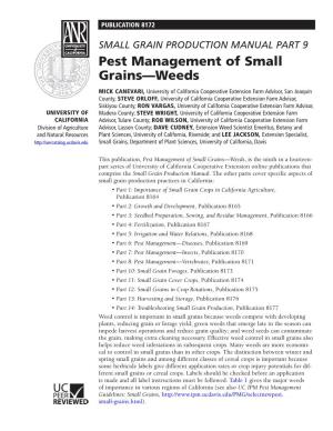 Pest Management of Small Grains—Weeds