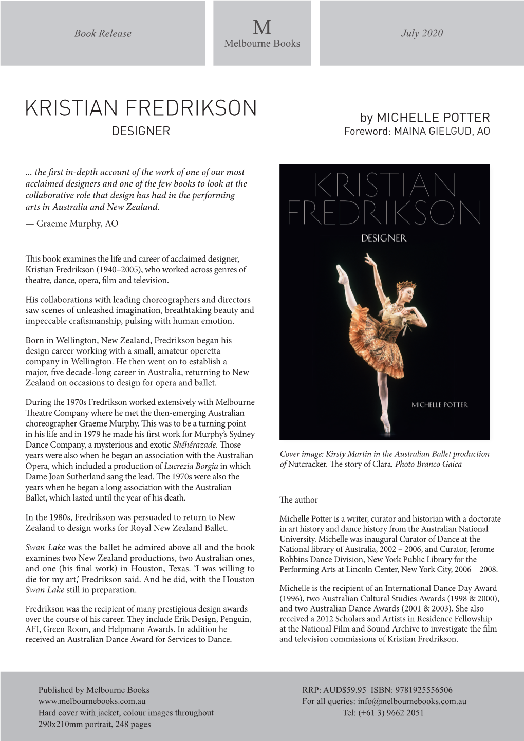 KRISTIAN FREDRIKSON by MICHELLE POTTER DESIGNER Foreword: MAINA GIELGUD, AO