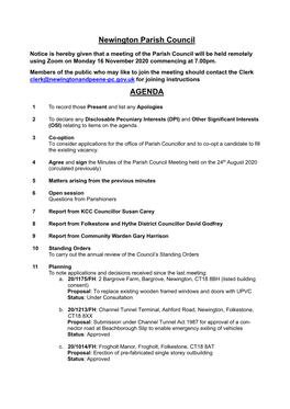 Newington Parish Council AGENDA