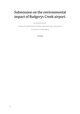 Submission on the Environmental Impact of Badgerys Creek Airport