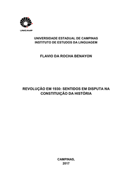 Flavio Da Rocha Benayon Revolução Em 1930: Sentidos