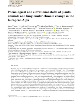 Phenological and Elevational Shifts of Plants, Animals and Fungi Under Climate Change in the European Alps