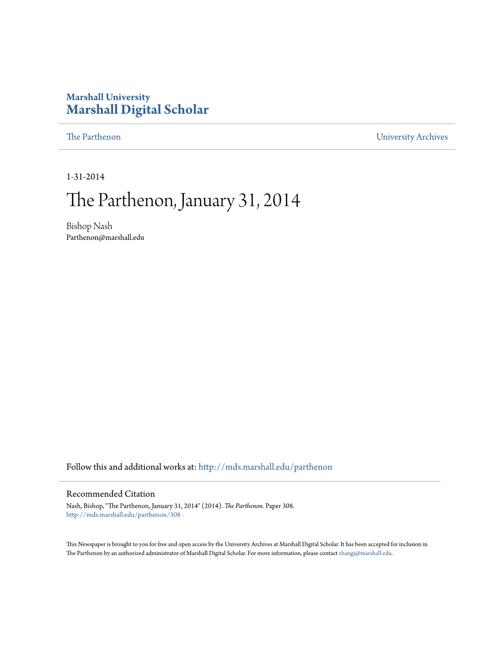 The Parthenon, January 31, 2014