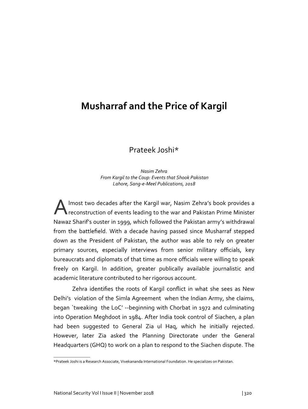 Musharraf and the Price of Kargil | Prateek Joshi