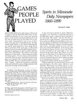 Sports in Minnesota Daily Newspapers, 1860-1890 / George S