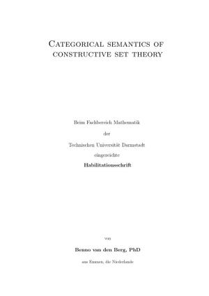 Categorical Semantics of Constructive Set Theory