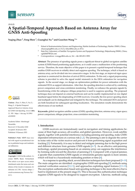 A Spatial-Temporal Approach Based on Antenna Array for GNSS Anti-Spooﬁng