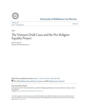 The Vietnam Draft Cases and the Pro-Religion Equality Project