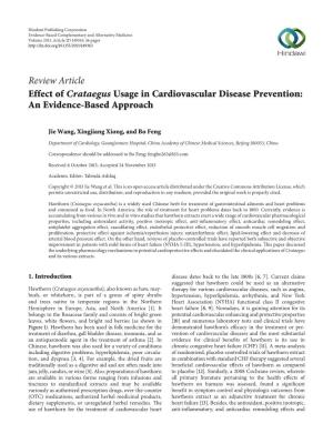 Effect of Crataegus Usage in Cardiovascular Disease Prevention: an Evidence-Based Approach