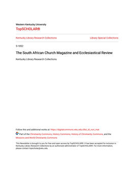 The South African Church Magazine and Ecclesiastical Review