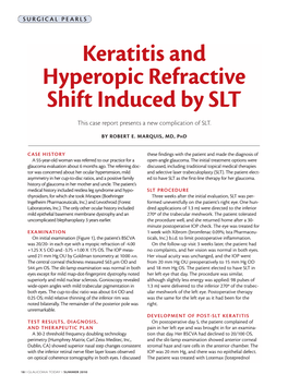 Keratitis and Hyperopic Refractive Shift Induced by SLT