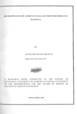 Determinants of Agricultural Sector Performance in KENYA