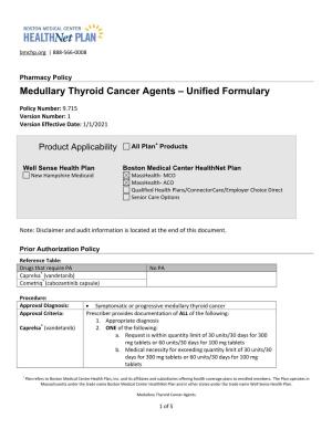 Medullary Thyroid Cancer Agents – Unified Formulary