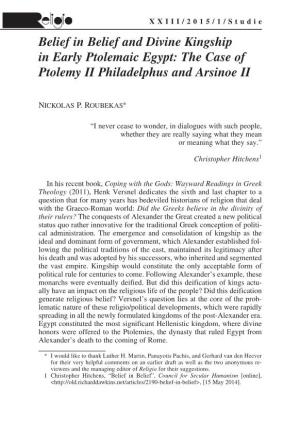 Belief in Belief and Divine Kingship in Early Ptolemaic Egypt: the Case of Ptolemy II Philadelphus and Arsinoe II