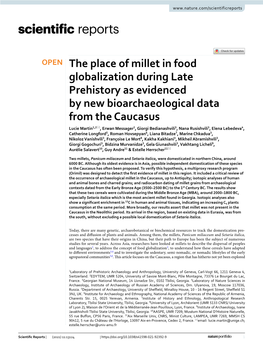 The Place of Millet in Food Globalization During Late Prehistory As Evidenced by New Bioarchaeological Data from the Caucasus