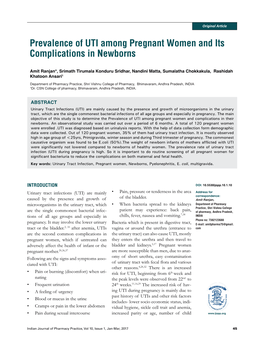 Prevalence of UTI Among Pregnant Women and Its Complications in Newborns