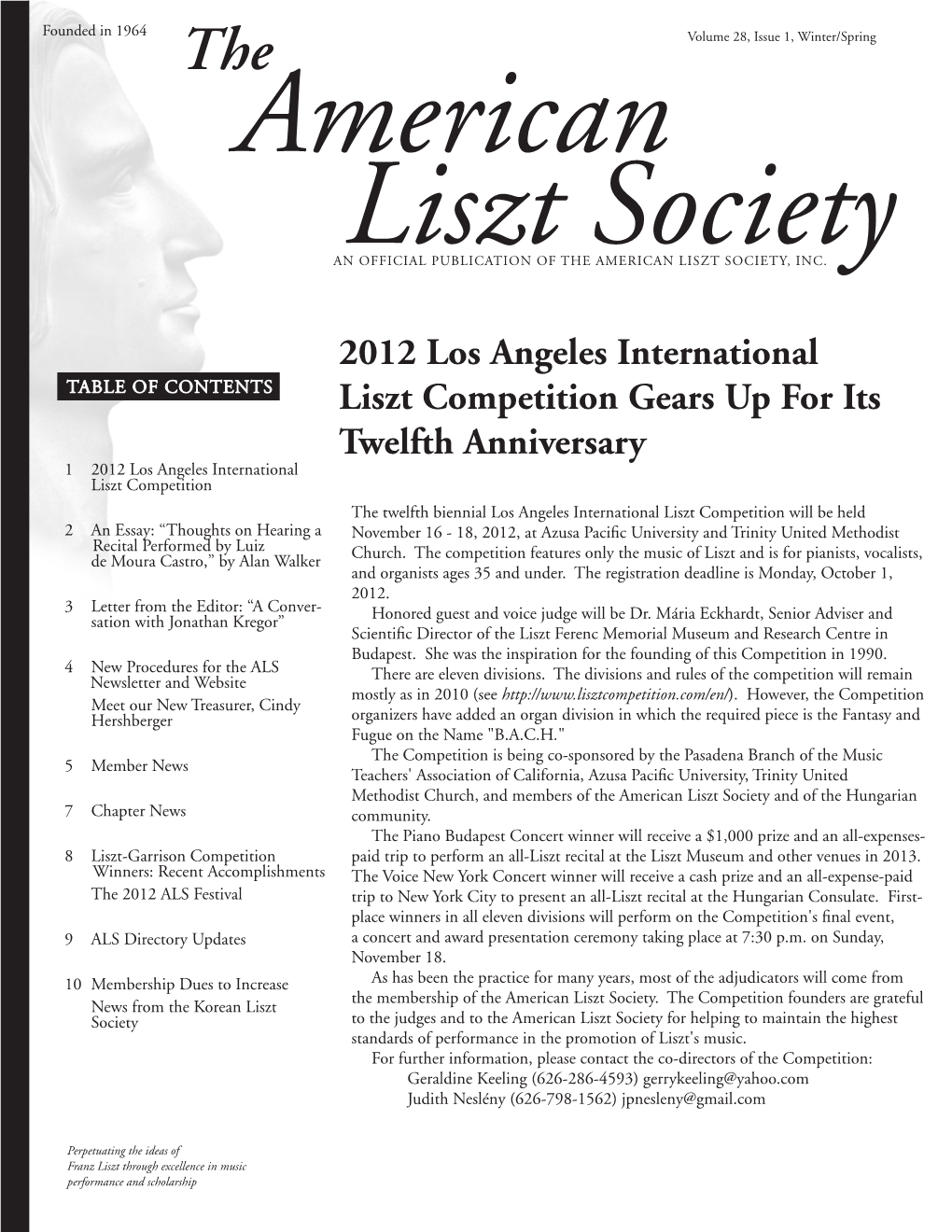 2012 Los Angeles International Liszt Competition Gears up for Its
