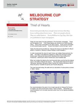 Melbourne Cup Strategy